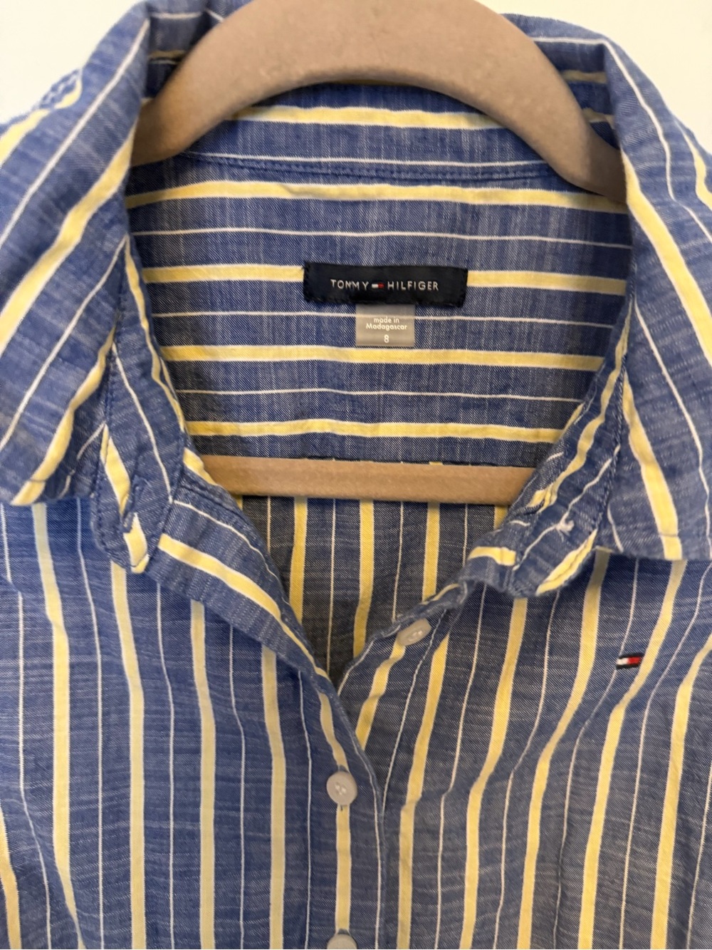 Tommy Hilfiger Button Down Sleeveless Collared Shirt Dress Cotton 8 Blue Stripe - Picture 3 of 5